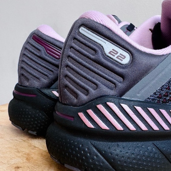 Brooks Adrenaline GTS 22 Women Size 9 B Black Gray Pink Running Stability Shoes - Picture 4 of 10